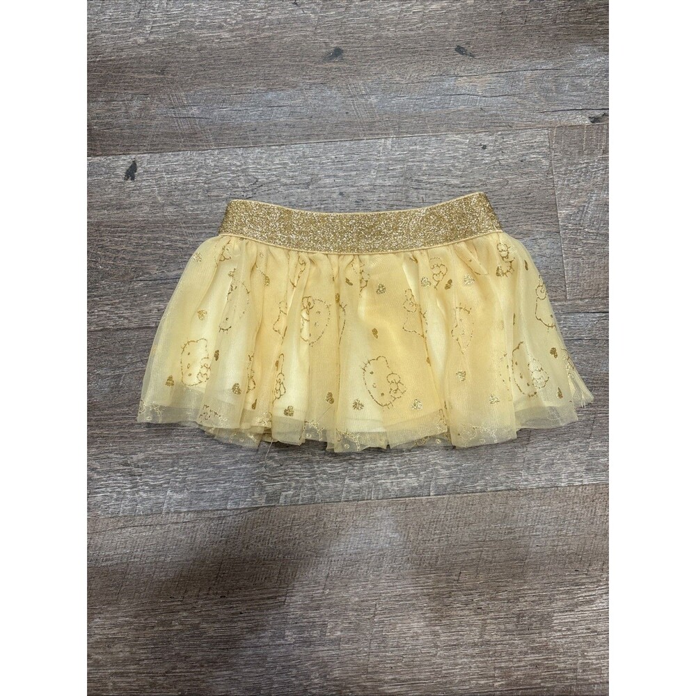 Hello Kitty Girl Yellow Glitter Heart Tutu 12 Mo Elastic Waist Lined Sanrio